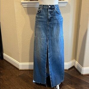 Reformation Jeans Tazz Maxi Denim Skirt Hemlock Size 27
